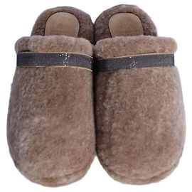 Zuecos Brunello Cucinelli de shearling marrón