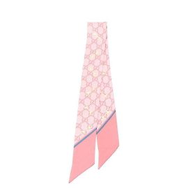 Gucci Foulard a fiocco in seta con stampa logo GG e horsebit