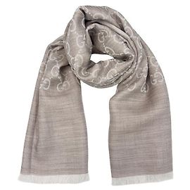 Gucci Wollseidenschal Beige Zweifarbig