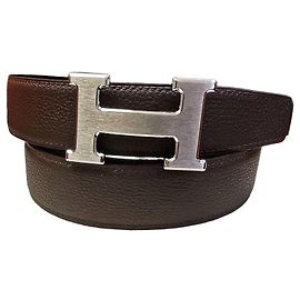 Hermès Wendegürtel Classic Black Brown Matte Silver stamp :