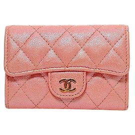 Chanel Kartenetui aus rosa Caviar-Leder