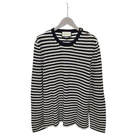 Gucci Strickpullover mit Rundhalsausschnitt und Metallknöpfen an den Schultern in Navy-Streifen