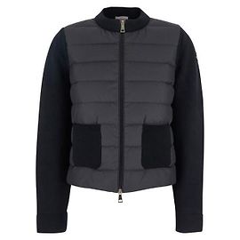 Moncler Gesteppter Wollcardigan mit Reißverschluss
