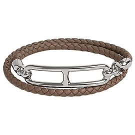 Hermès Pulsera Roulis Double Tour de piel Etoupe