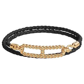 Hermès Bracciale Roulis Double Tour da donna in pelle Gold Noir