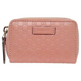 Micro Guccissima Kartenetui mit Reißverschluss in Rosa