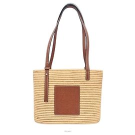 Loewe Borsa cesta quadrata in rafia Small