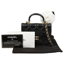 Chanel Mini Portafoglio a Catena in Pelle di Agnello Manico Superiore Black con Dettagli Gold