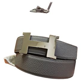 Hermès Silver Large Classic Black Gray Reversible Belt