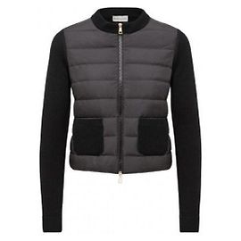Moncler Cardigã de lã acolchoado com fecho de correr
