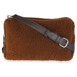 Borsa a spalla Liu Medium Fendi in shearling marrone