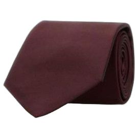 Autre Marque Corbata SAINT LAURENT de tafetán de seda burdeos