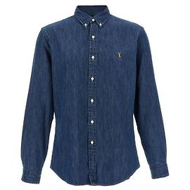 Ralph Lauren Camicia in denim ricamata con logo Pony