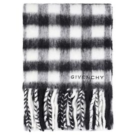 Givenchy Sciarpa in lana di alpaca a quadri con frange