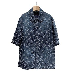 Louis Vuitton Monogram Chambray Denim Kurzarm-Hemdjacke