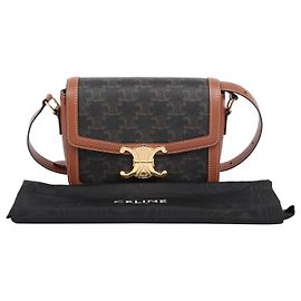 Céline Trio Canvas Schultertasche Tan