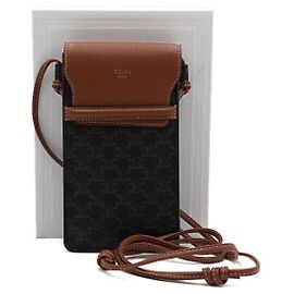 Céline Canvas Tan Flap Phone Pouch and Crossbody Bag