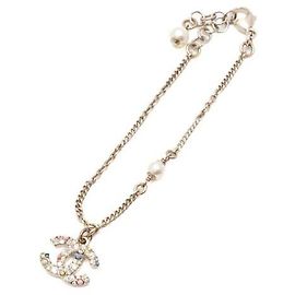 Chanel Bracelet pour femme avec logo CC décoré de perles et de cristaux multicolores Season