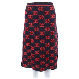 Gonna in maglia Gucci blu navy e rosso
