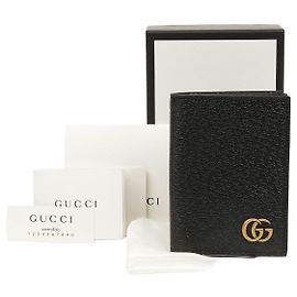 Gucci Portacarte in pelle GG Marmont Nero con Oro