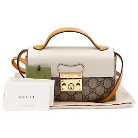 Gucci Mini Borsa a Tracolla e Manico in Canvas GG Supreme con Chiusura Paddle Lock Bianco