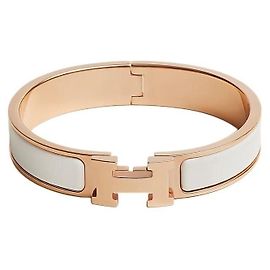 Hermès Bracciale Rigido Blanc da Donna Rose Gold White GM