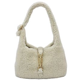 Gucci Borsa a tracolla Jackie Small in shearling Ivory