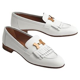 Hermès Women's Loafer with Fringe Detail and Rose Gold Hardware
