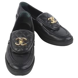 Chanel Gold CC Turnlock Moccasin Flap Loafer