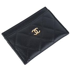 Chanel Tarjetero cartera Classic Caviar Gold CC