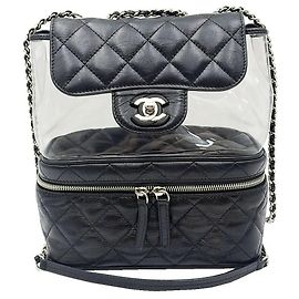 Chanel Serie di borse a tracolla in PVC Aquarium Nero)