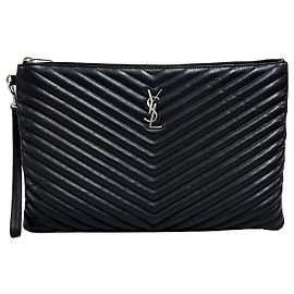Autre Marque Monogram Matelassé Clutch Bag Black