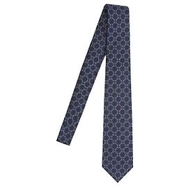 Gucci Cravatta in seta jacquard con horsebit in Navy