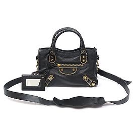 Balenciaga Classic Mini City Motor Black Goat Skin