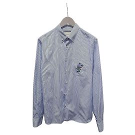 Gucci Camicia ricamata a righe blu da donna