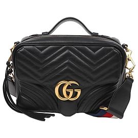 Gucci Borsa a tracolla GG Marmont Matelassé con fascia Web Nera