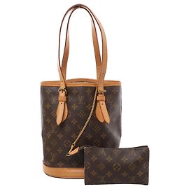 Borsa a spalla Louis Vuitton Bucket PM Monogram in marrone M42238