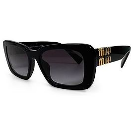 Miu Miu Square Oval Acetate Sonnenbrille Black Slate Grey