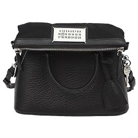 Maison Martin Margiela Mini borsa a tracolla in pelle grana con manico superiore Nero