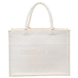 Christian Dior Book Tote Medium Schultertasche aus Canvas in Weiß