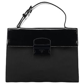 Prada Borsa con manico in nylon Tessuto Spazzolato Nero