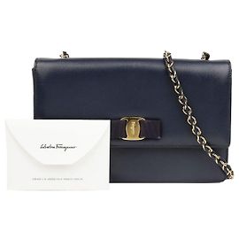 Salvatore Ferragamo Borsa a spalla e tracolla Saffiano Navy da donna