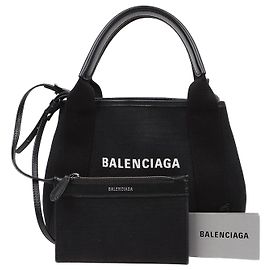 Balenciaga Borsa Tote Cabas XS in tela di cotone nera e pelle