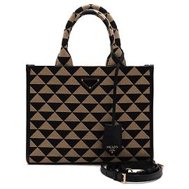 Prada Borsa Tote e Borsa a Tracolla in Jacquard Symbol Fabric