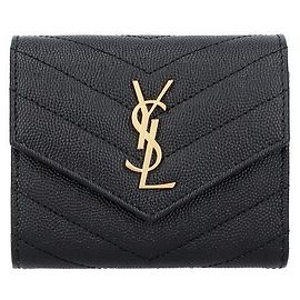 Autre Marque Tarjetero multi-pliegues Cassandra Monogram Matelassé Gold