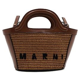 Marni Bolso Tropicalia de rafia y micro ratán para mujer, bolso tote y bandolera crossbody