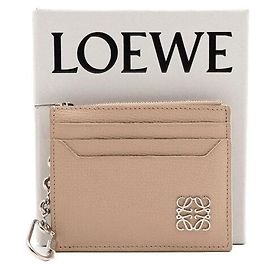 Loewe Grain Calfskin Chain Anagram Square Bag Charm Cardholder Wallet