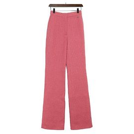 Chanel Pink Tweed Wide Leg Pants Women