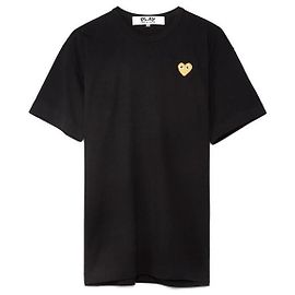 Comme Des Garcons T-Shirt für Damen in Schwarz mit goldenem Herz-Patch