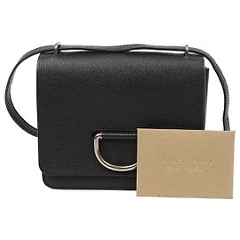 Burberry Picca borsa a tracolla in pelle con anello a D Nero